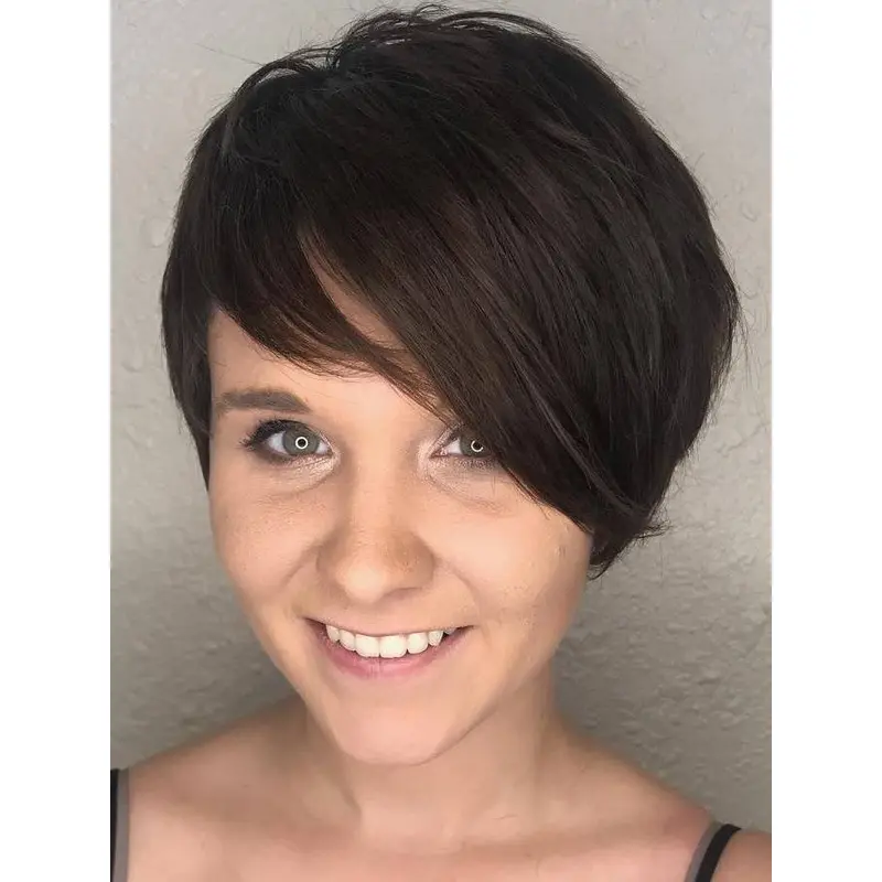 Short Wigs For Black Hair Lace Front With Bangs 6" Wigs