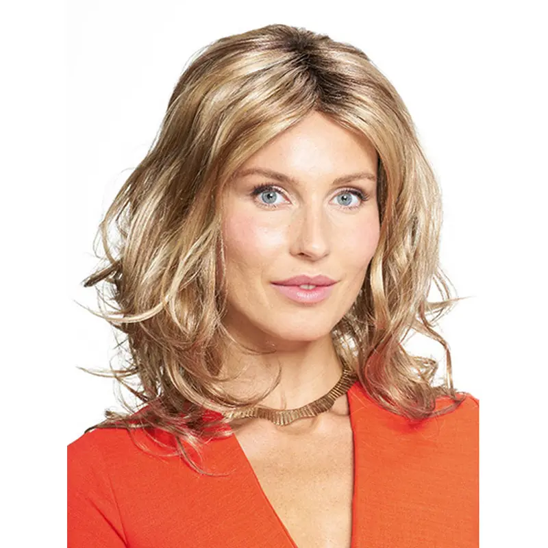 Shoulder Length Monofilament Blonde Wavy 14" Synthetic Women Medium Wigs