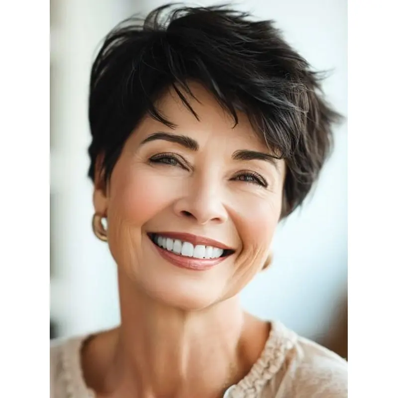 Black Short Wigs 4" Monofilament Boycuts Wigs