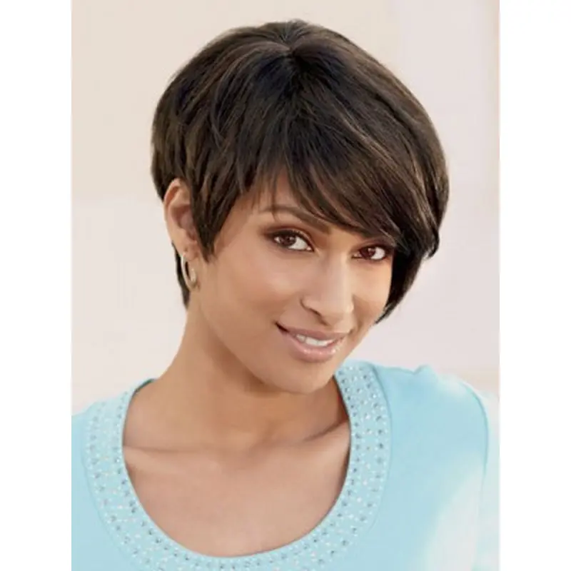 Brown Designed Layered Straight Short Wigs