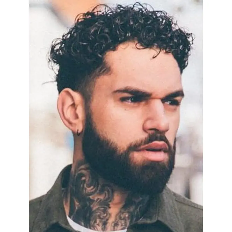 Lace Front Wigs For Men Layered Remy Human Hair Black Curly Wigs