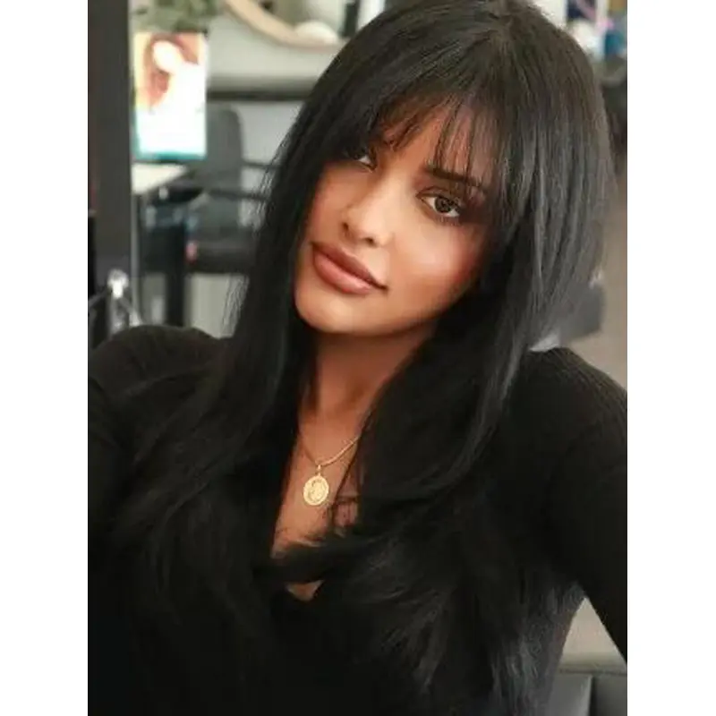 Long Straight Wigs Black Modern Human Hair Wig Lace Front Wigs Long Hair