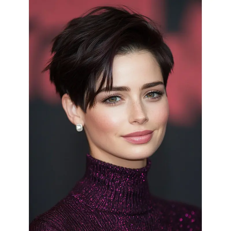 Short Haired Wigs 6" Black Monofilament Boycuts Straight Wigs