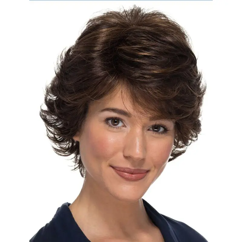 100% Hand-tied Brown Wavy Classic 8" Wigs For Women With Cancer