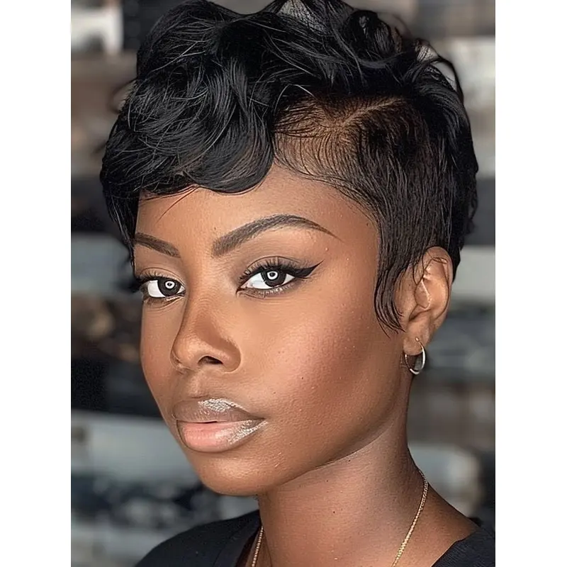 African American Wigs For Black Women Boycuts Lace Front Cropped Wigs