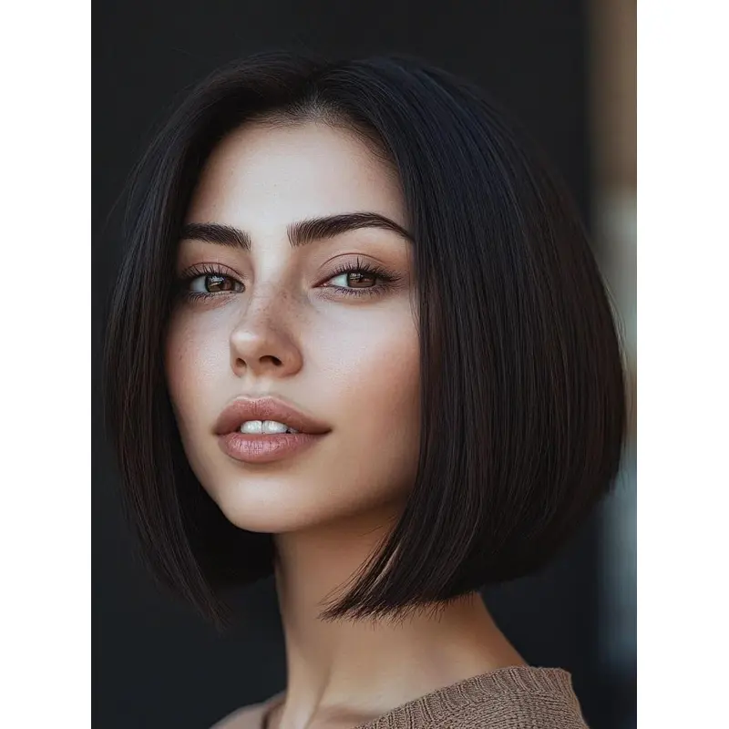 Black Bob Wig Lace Front Synthetic Straight 10" Chin Length Wigs