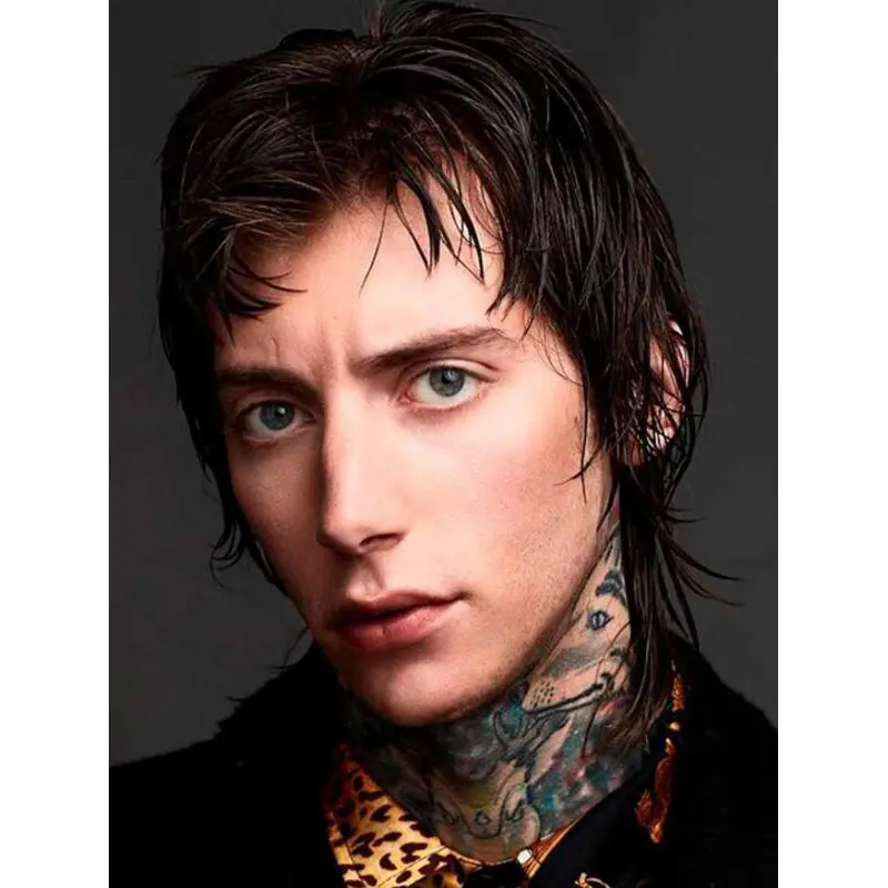 Chin Length Straight Mono Part Synthetic Black Style Mullet Wigs