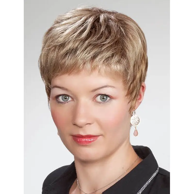 Cropped Blonde 6" Straight Synthetic Monofilament Wig