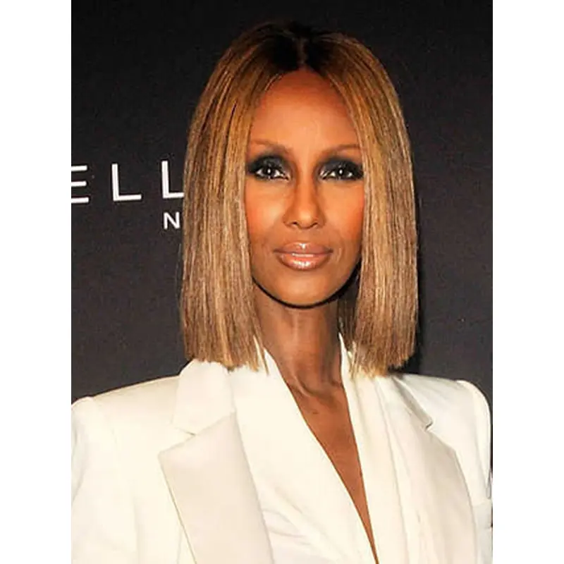 Iman  Blonde straight Bob Cut Wigs