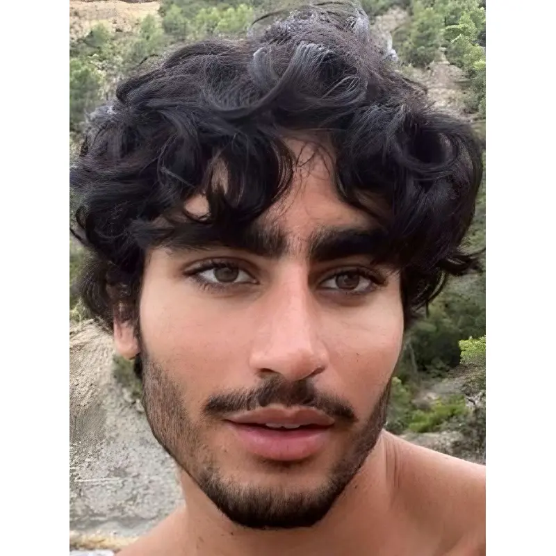 Lace Front Wigs For Men 6" Curly Black Synthetic Wigs