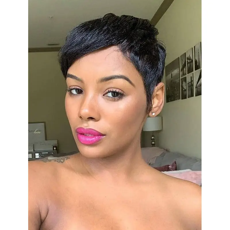 Short Pixie Cut Wigs For African American Straight Lace Front Wigs Synthetic Wigs
