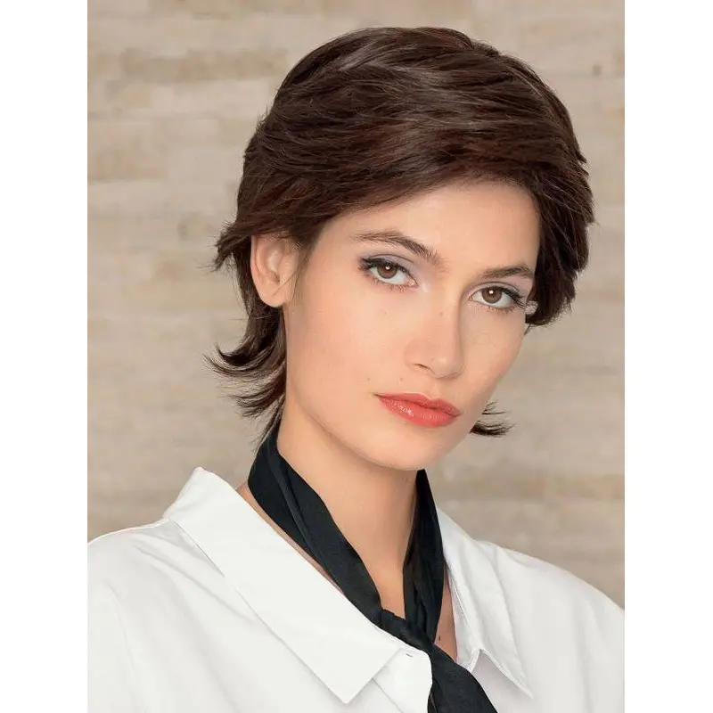 Short Straight Monofilament Boycuts Sleek Human Hair Wigs