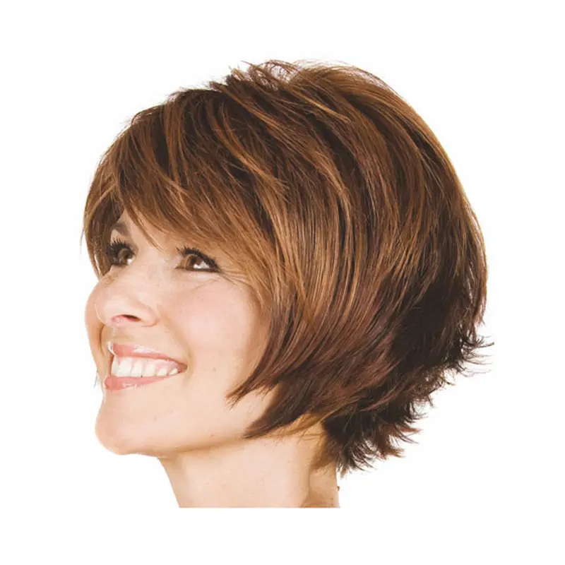 Brown Discount Bobs Wavy Short Wigs