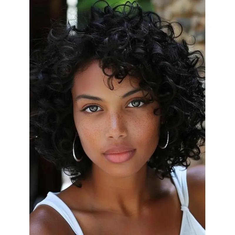 Cute Bob Wigs For African American Monofilament 10" Black Wigs