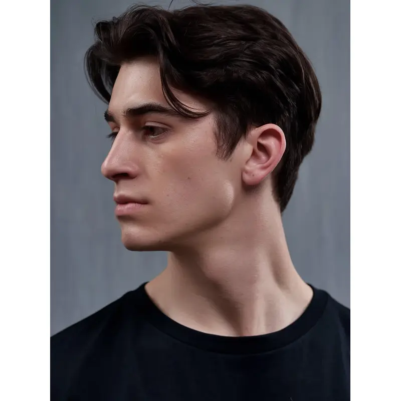 Hair Wigs For Men Boycuts Black Monofilament Wavy Wigs