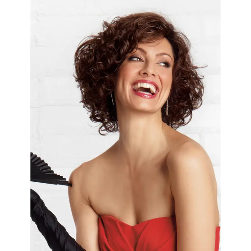 Ideal Chin Length Curly Brown Classic Wigs