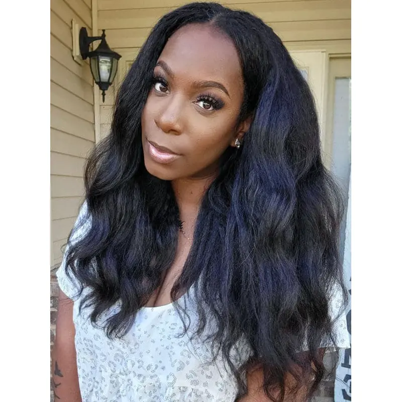 Natural Looking Wigs African American Without Bangs Monofilament 18" Wigs