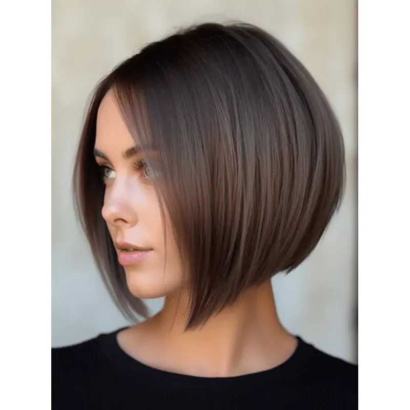 Short Straight Bob Wigs Monofilament Remy Human Hair 8" Wigs