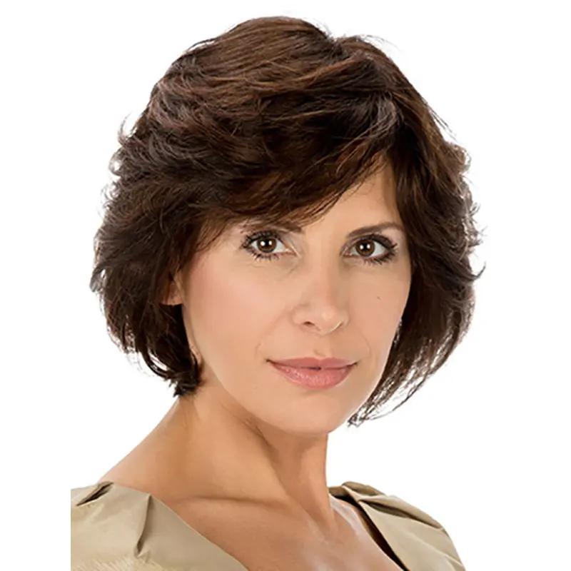 Synthetic 10" Wavy Chin Length Brown Best Quality Classic Wigs