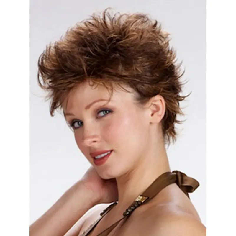 Brown Wholesome Boycuts Wavy Short Wigs