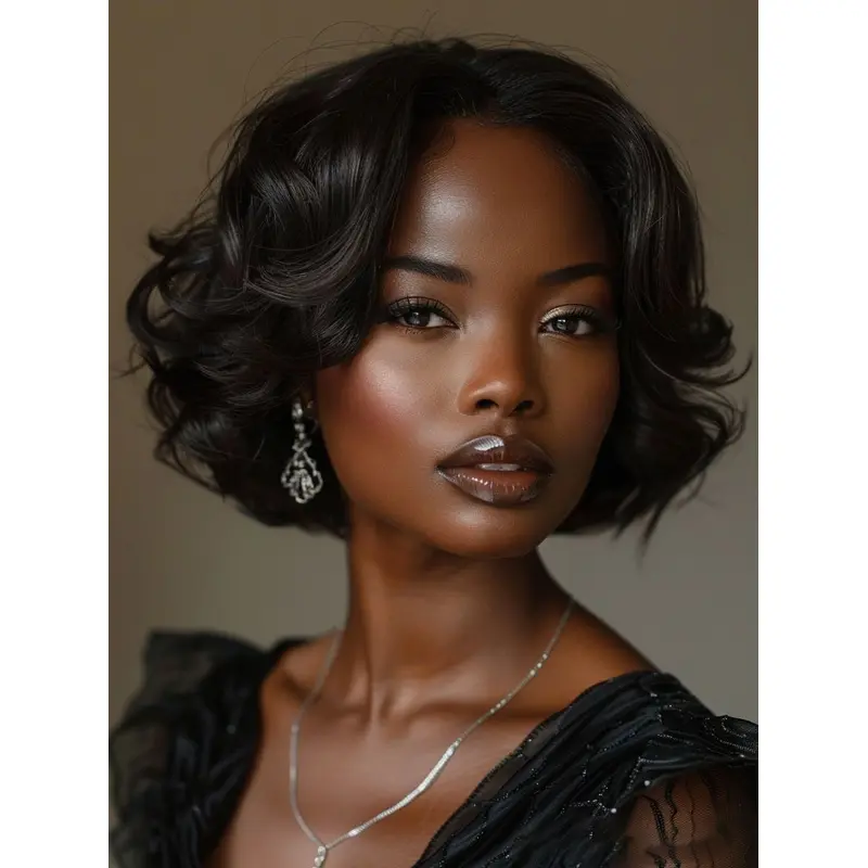 Hair Wigs For African American 8" Remy Human Hair Curly Wigs