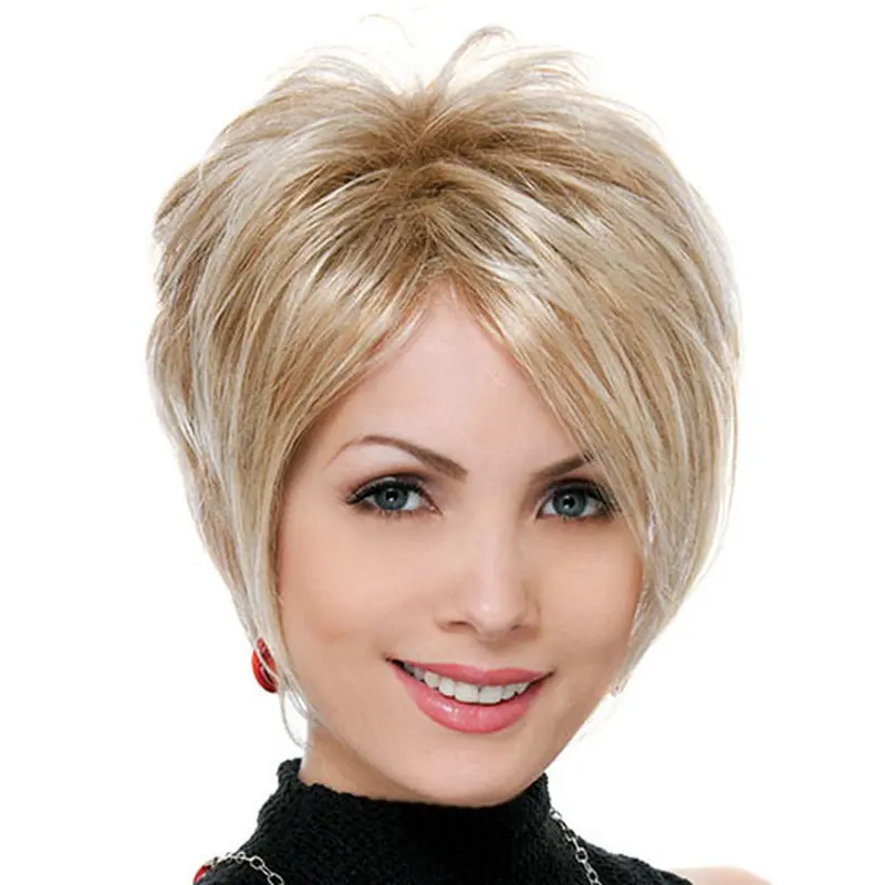 Online Blonde Straight Short Synthetic Wigs