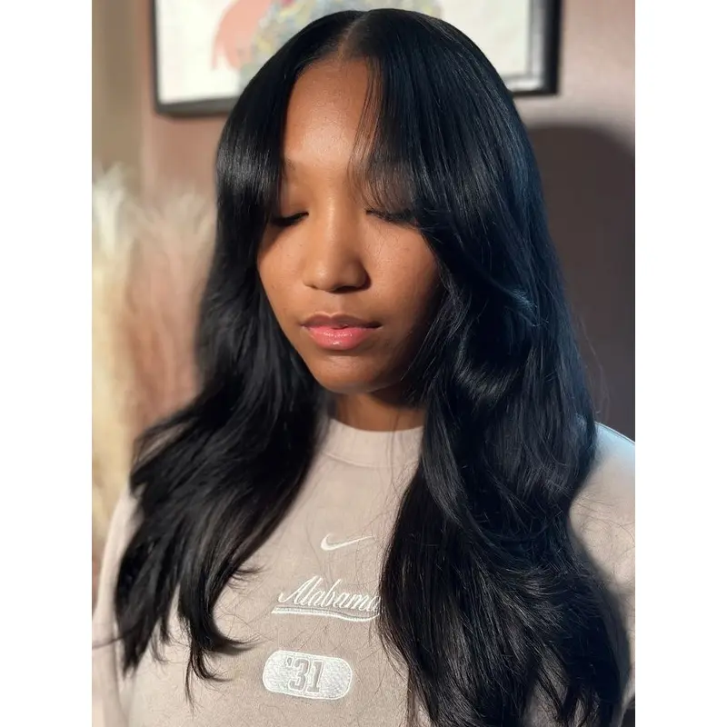 Wigs For Round Faces African American Monofilament 18" Long Wigs