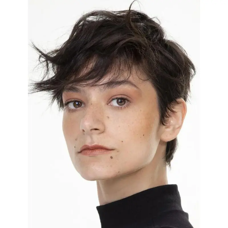 Black Hair Wigs Cropped Boycuts Lace Front Straight Coiffed Pixie Wigs