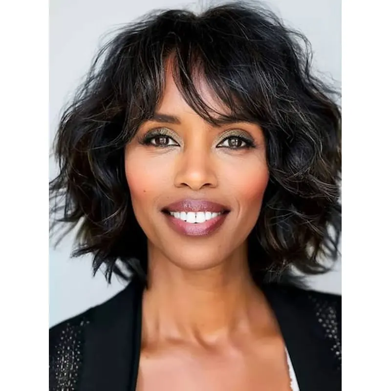 Bob Style Wigs For African American Lace Front 10" Black Wigs