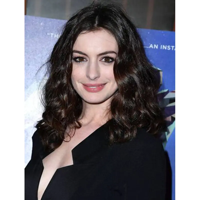Curly Brown Lace Front Long Without Bangs Anne Hathaway Wigs