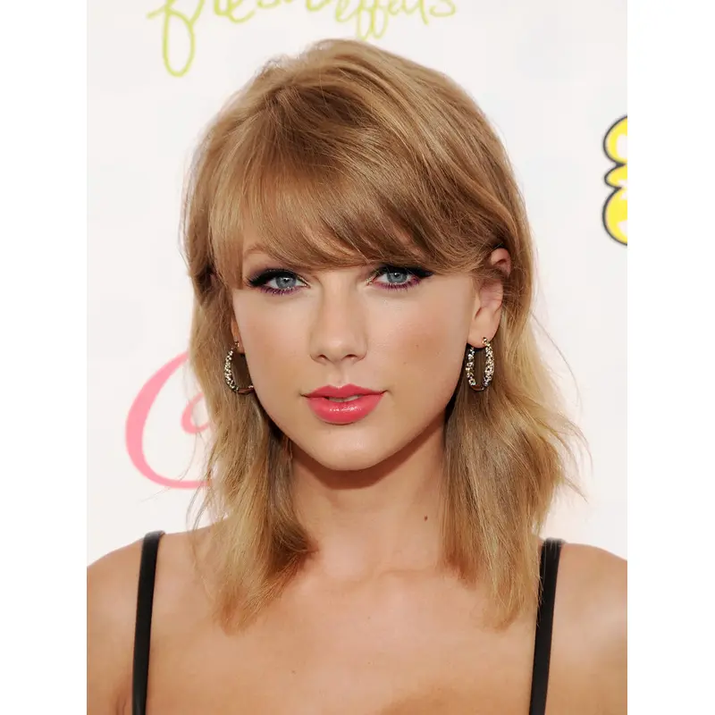 Popular Shoulder Length Wavy Blonde With Bangs Taylor Swift Inspired Wigs