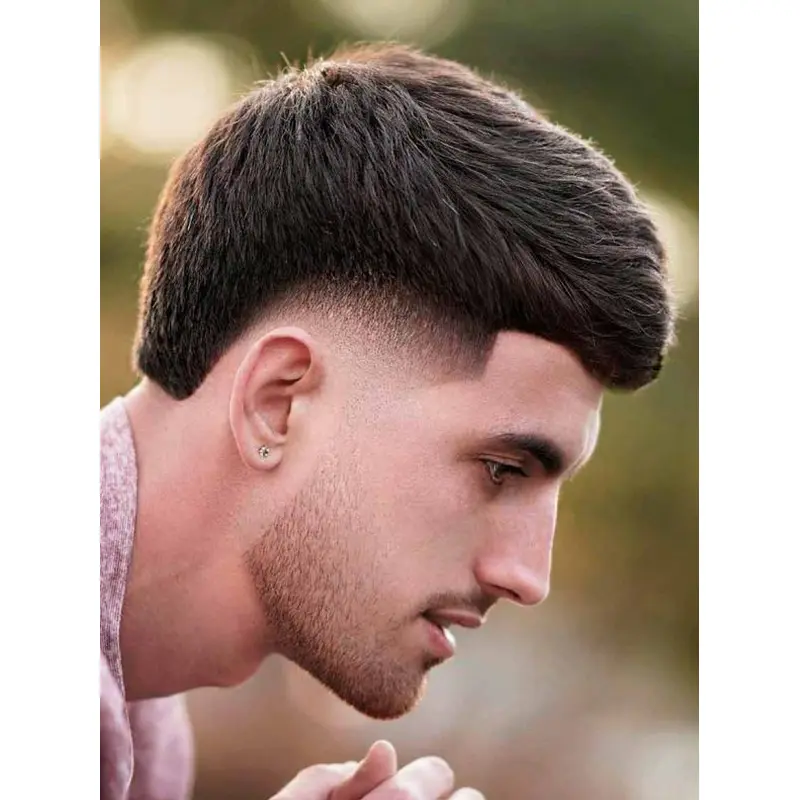 Short Hair Wig Men Remy Human Hair Black Cropped Straight Wigs