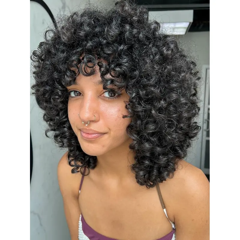 African American Wig Styles Kinky Shoulder Length With Bangs Wigs