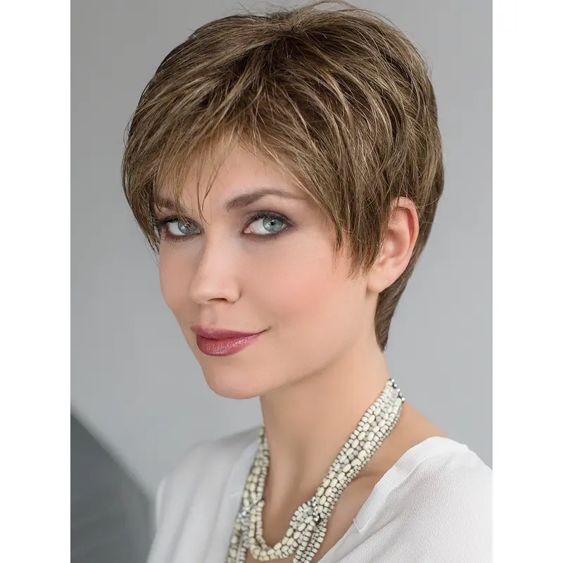 Cropped Straight Blonde Boycuts Hand Tied Synthetic Wigs