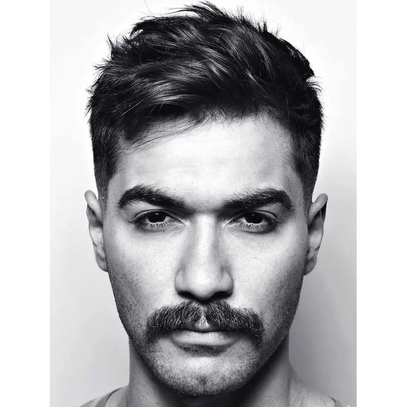 Monofilament Black Straight Synthetic Short Brush Up Men Wigs