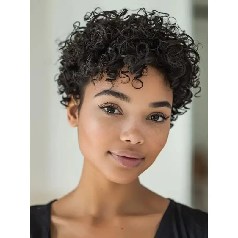 Short African American Wigs Curly Black Boycuts Wigs