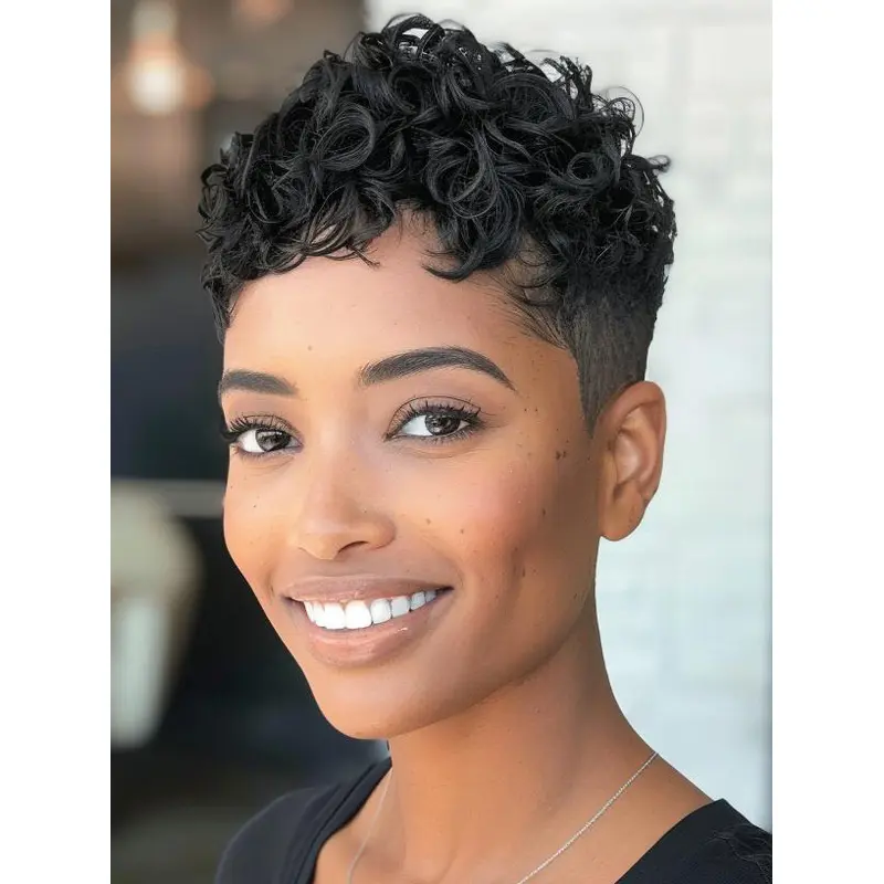 Short Hairstyles Wigs African American 4" Boycuts Monofilament Wigs