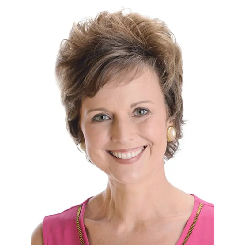 Sleek Brown Wavy Short Celebrity Wigs For Cancer