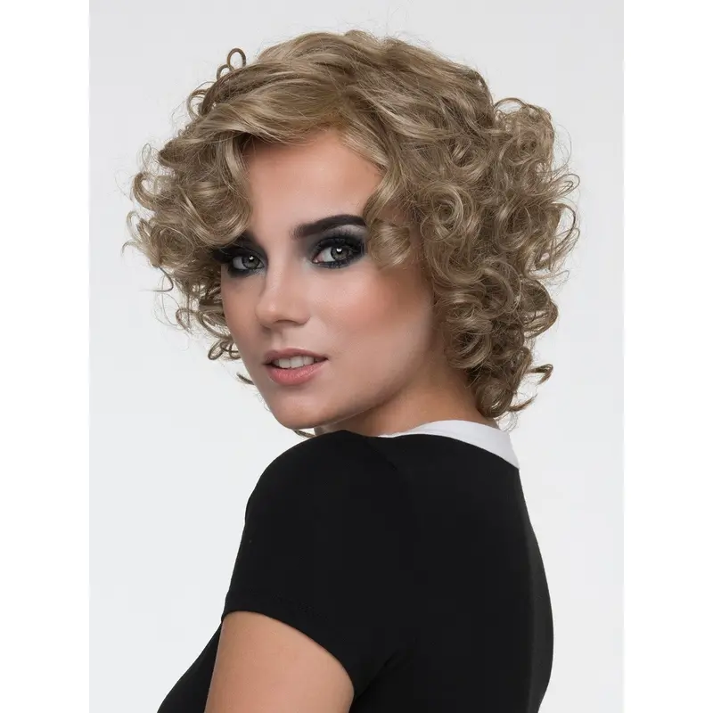 10" Curly Brown Layered Monofilament Synetic Wigs