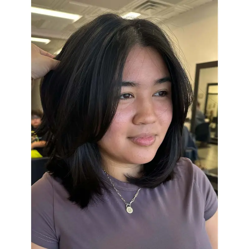 Bob Lace Wig Human Hair Shoulder Length Straight 12" Black Wigs
