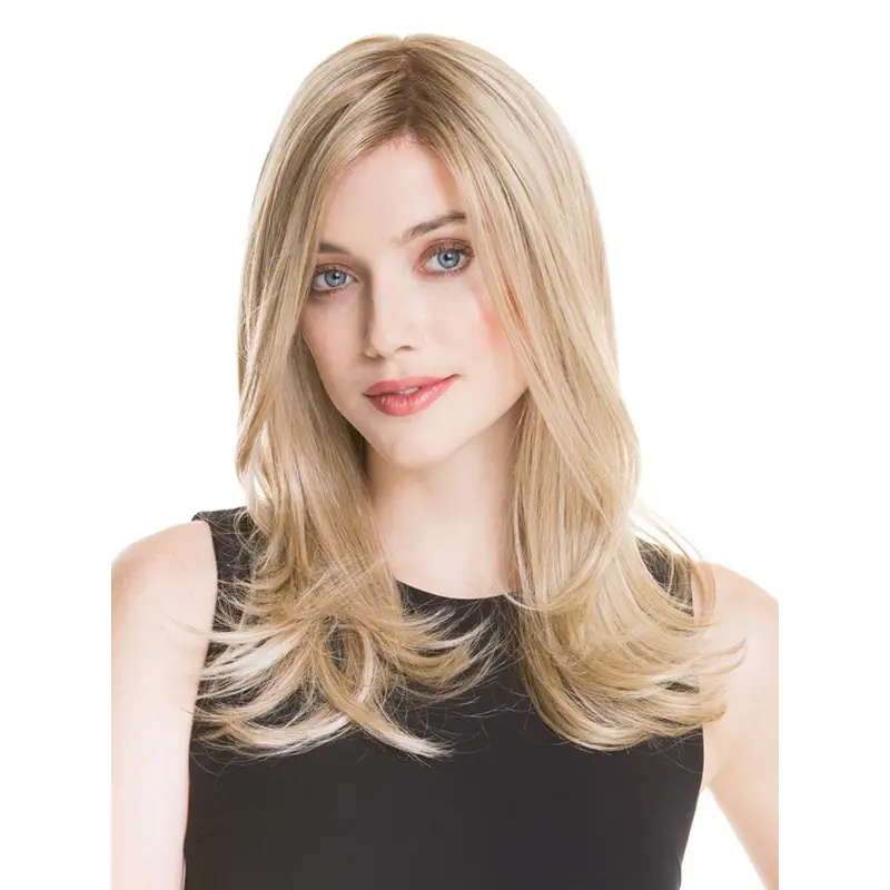 Long Blonde 16" Straight Remy Human Hair 100% Hand-tied Wigs