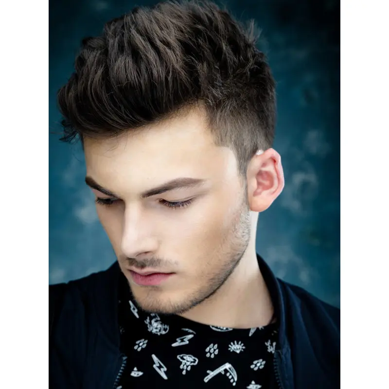 Mens Short Hair Wigs Black Straight 4" Lace Front Wigs