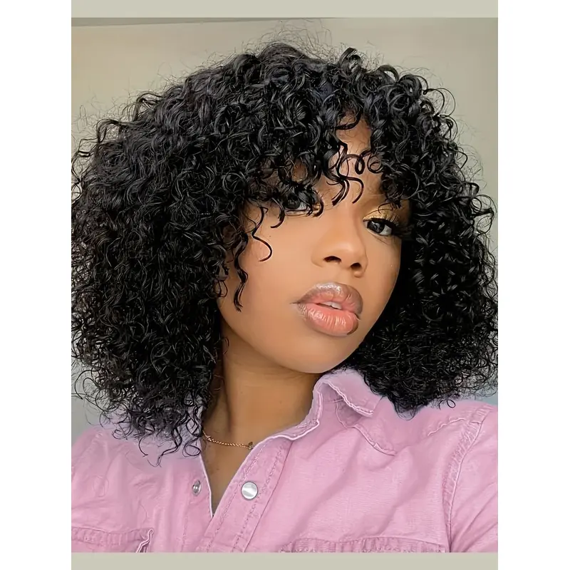 Natural Looking Short Wigs For African American Lace Front 14" Curly Wigs
