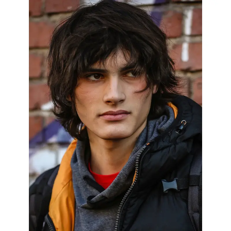 Professional Male Wigs 10" Monofilament Remy Human Hair Wigs