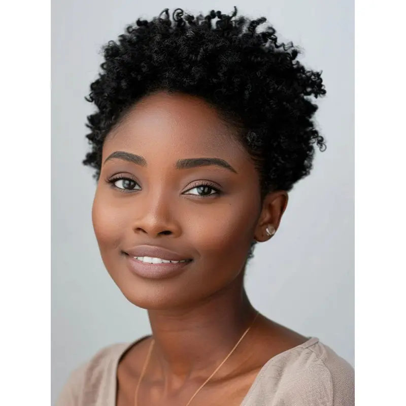 Cute Short Wigs For African American Black Kinky 4" Wigs
