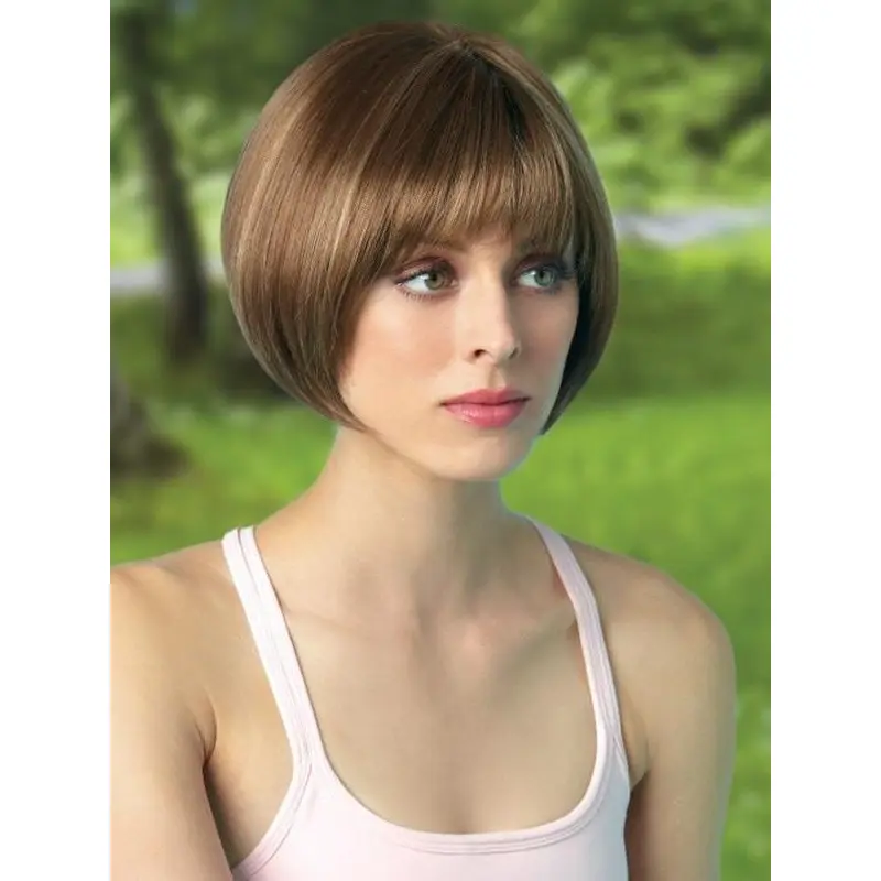 Monofilament 8" Bob Synthetic Straight Brown Wig