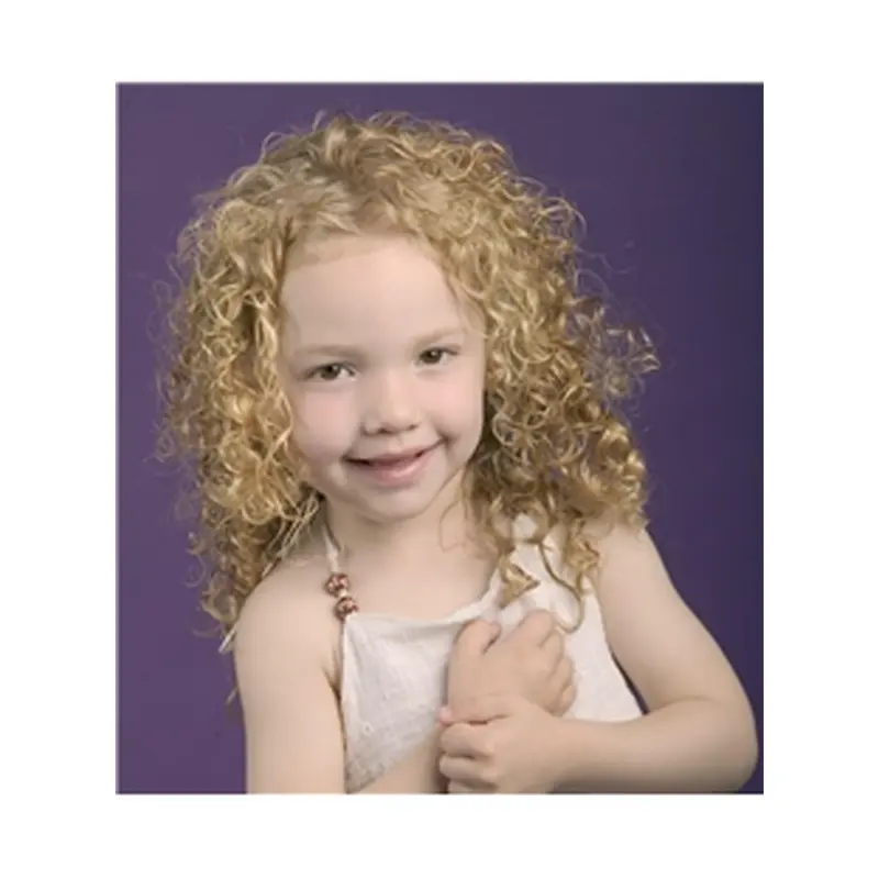Natural Blonde Curly Shoulder Length Kids Wigs
