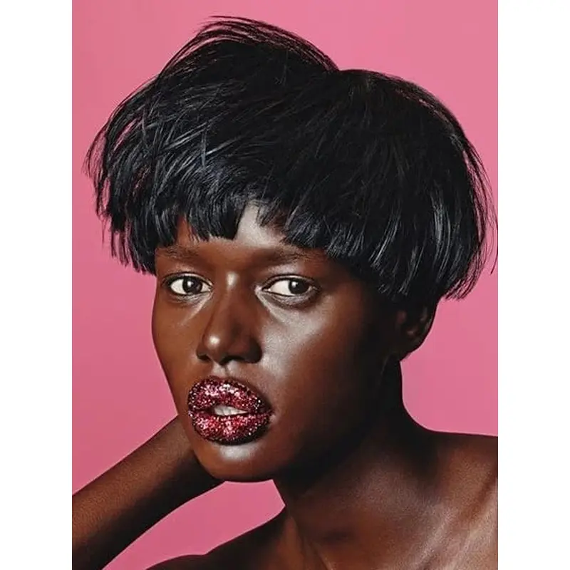 Synthetic Bob Wigs For African American Monofilament 6" Black Wigs