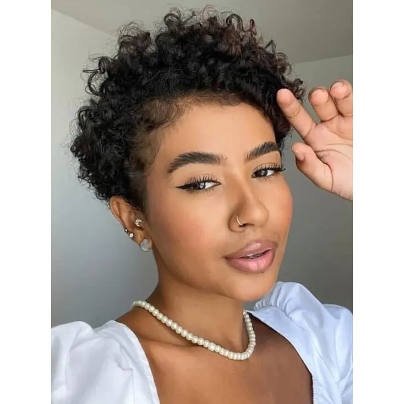 Synthetic Short Wigs For African American Black 4" Monofilament Wigs