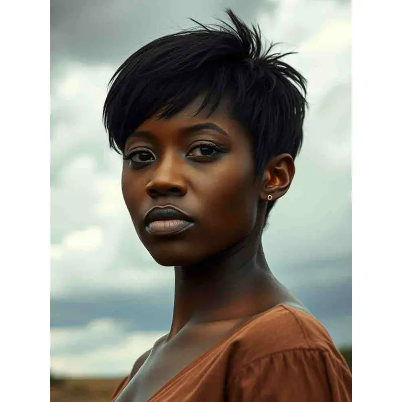 African American Short Bob Wigs 4" Straight Black Wigs